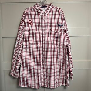 Columbia PFG Oklahoma Sooners OU Plaid Super Bonehead Long Sleeve Men’s XXL
